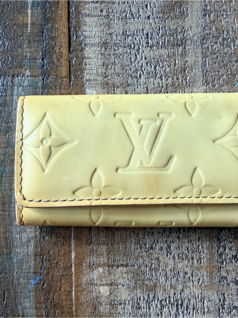 Louis Vuitton Yellow Embossed Monogram Vernis Long Wallet